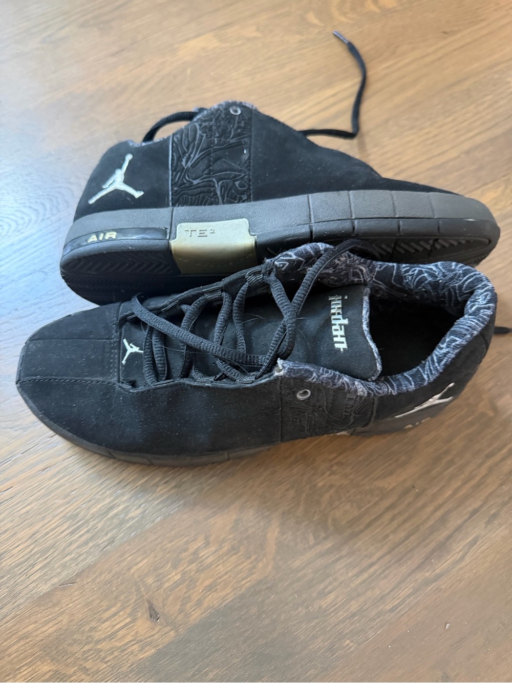 Jordan kids Black Suede Low-Top Sneakers with Metallic Accent